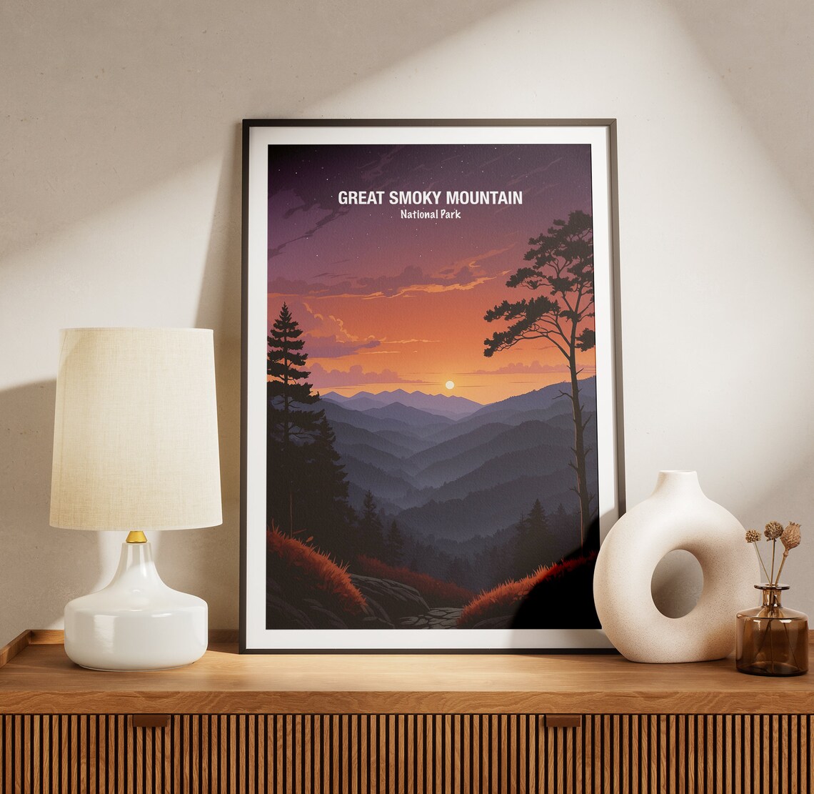 Great Smoky Mountain National Park Starry Night Peaks Poster - Image 3