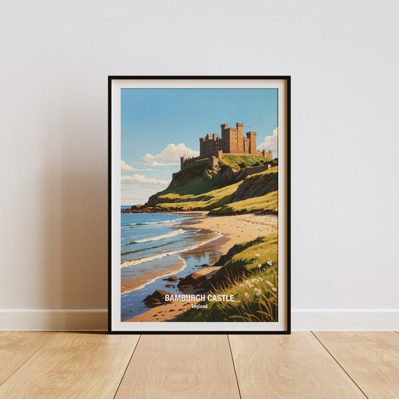 Bamburgh Castle Travel Poster Bamburgh Castle Print Northumberland Art Home Decor Gift For Travelers Historical Landmark