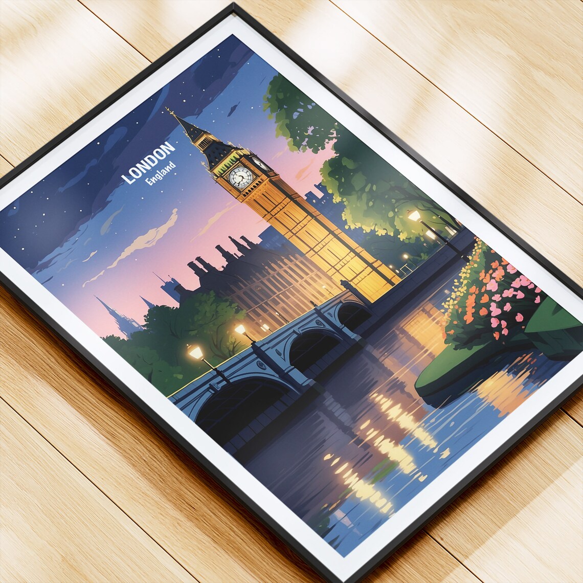 London Big Ben and Westminster Bridge at Dusk River Thames Poster - Image 4