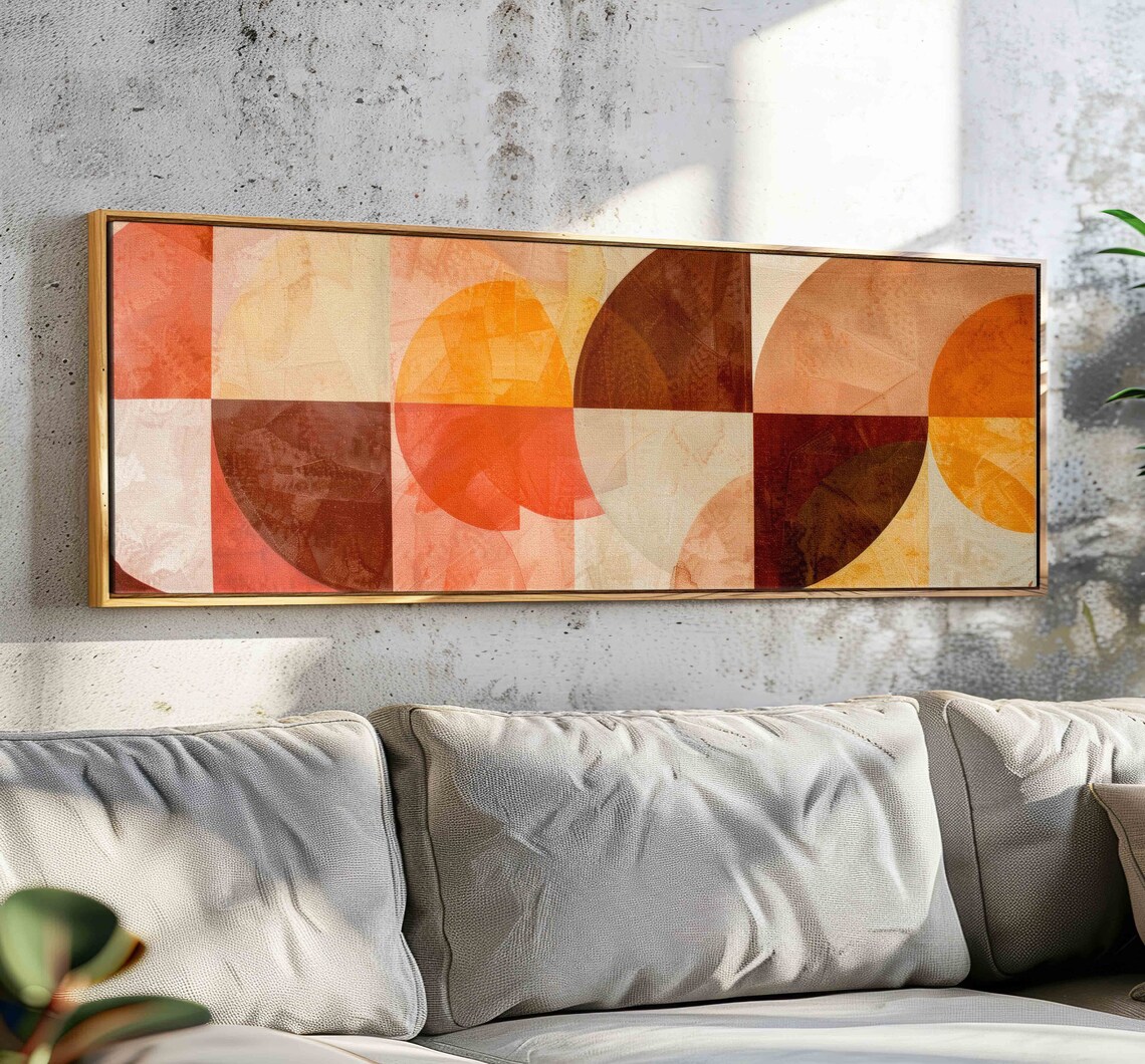 Mid Century Modern Geometric Art Print, Panoramic