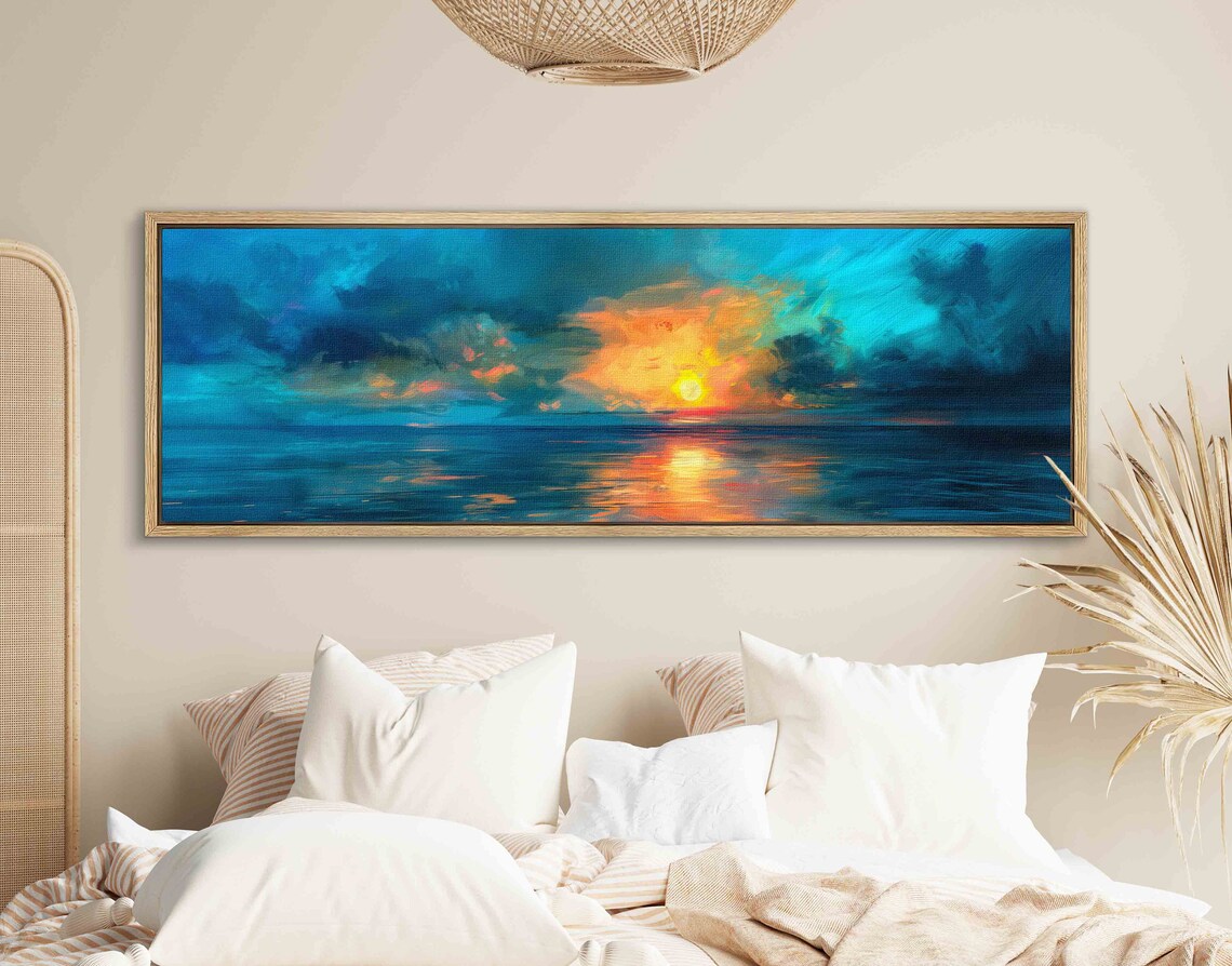 Sunset Over the Calm Ocean Vintage Seascape Art Print - Image 3