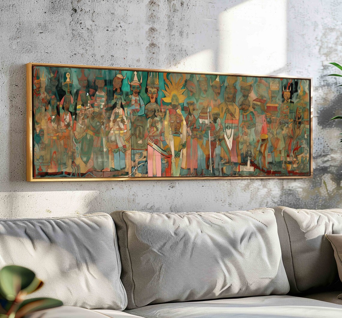 Panoramic Modern Abstract Wall Art, Boho Wall Art Print