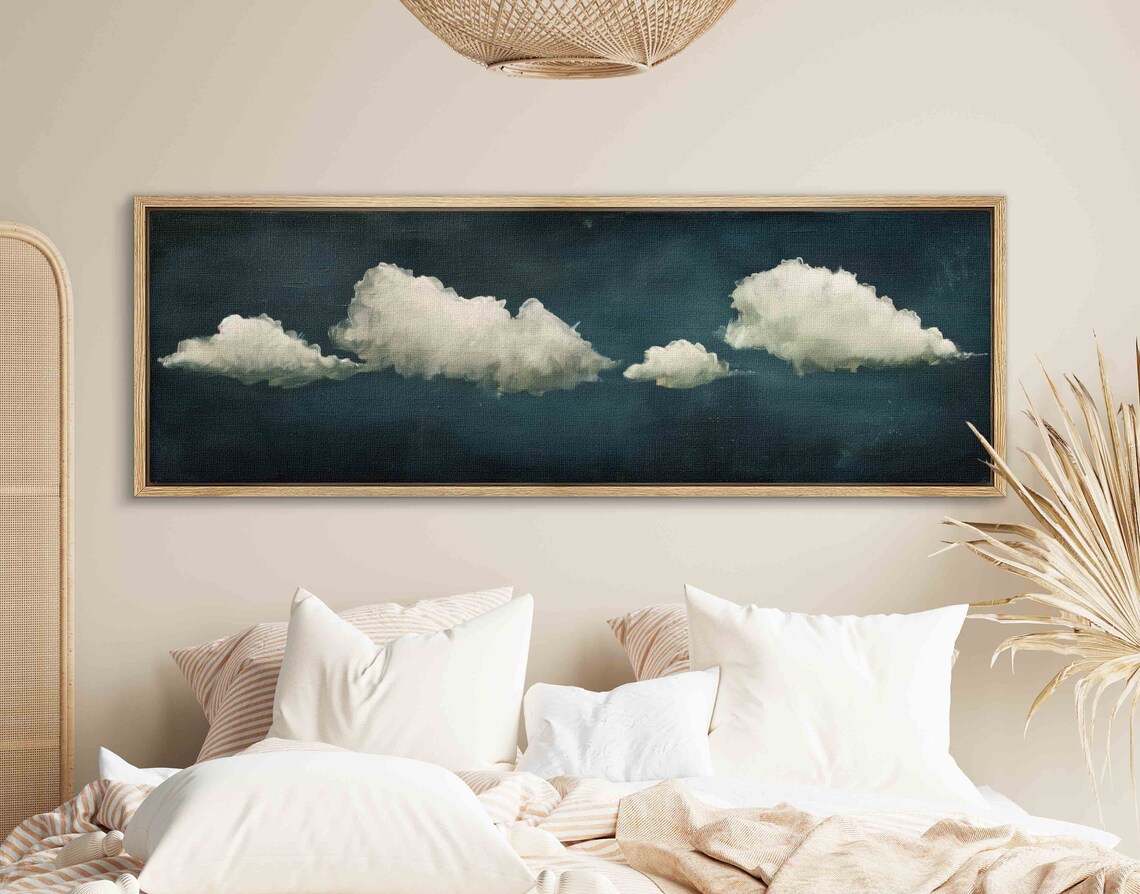 Vintage Moody Cloud Art Print, Minimalist Panorama - Image 2
