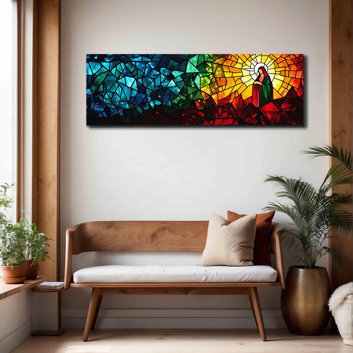 Stained Glass Style Holy Figure Mosaic Religious Decor Wall Art - Image 4