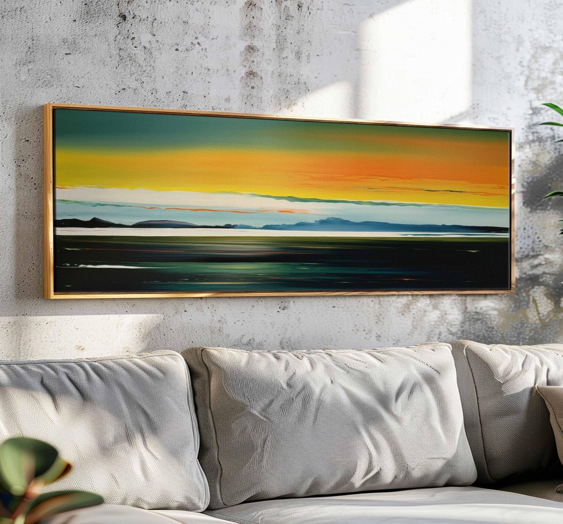 Framed Moody Wall Art Horizontal Seascape And Cloud Wall Art Print Large Wide Calm Wall Art Above Bedcouch Decor Modern Wall Art