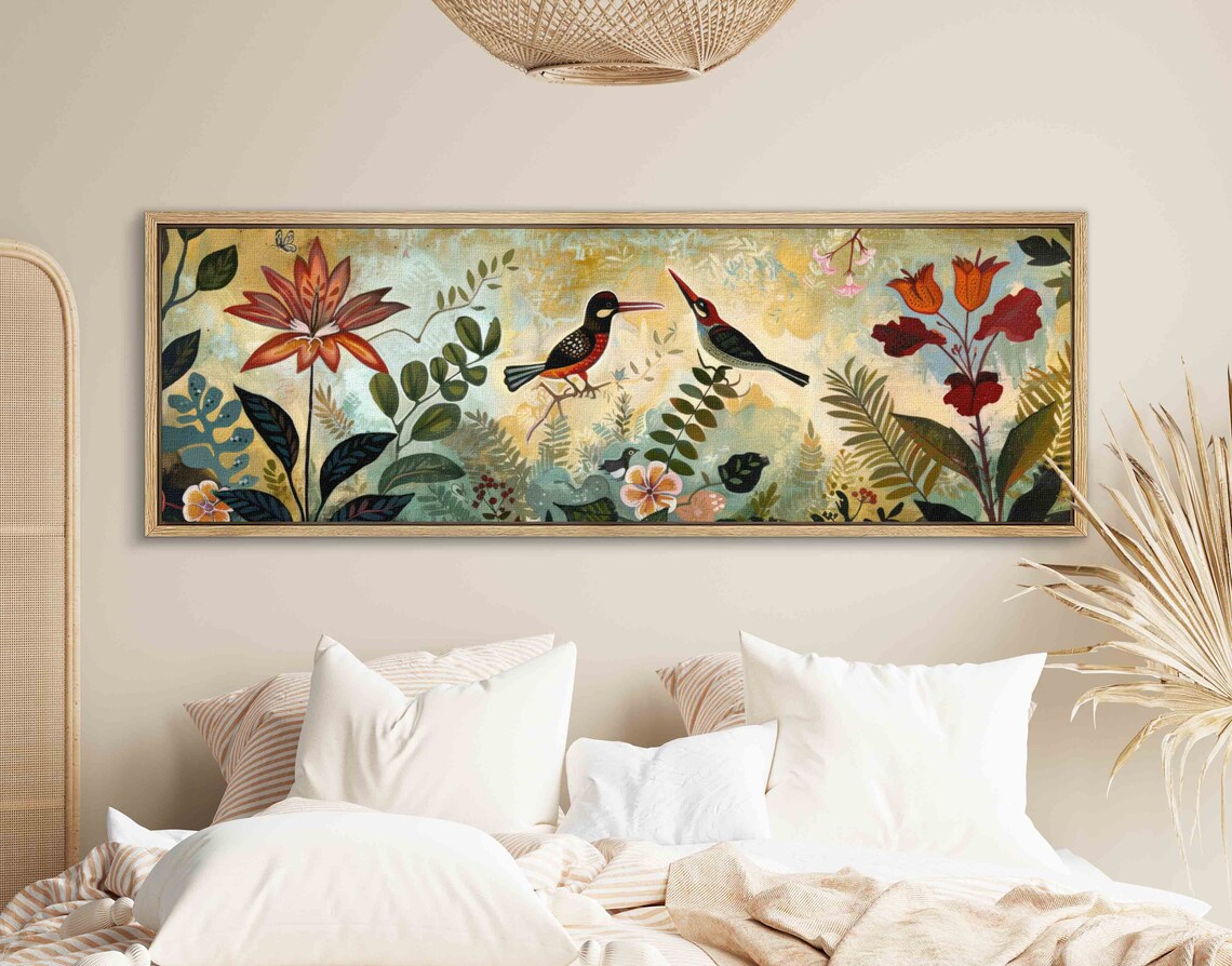 Vintage Botanical Flowers, Panoramic Wall Art Print - Image 2