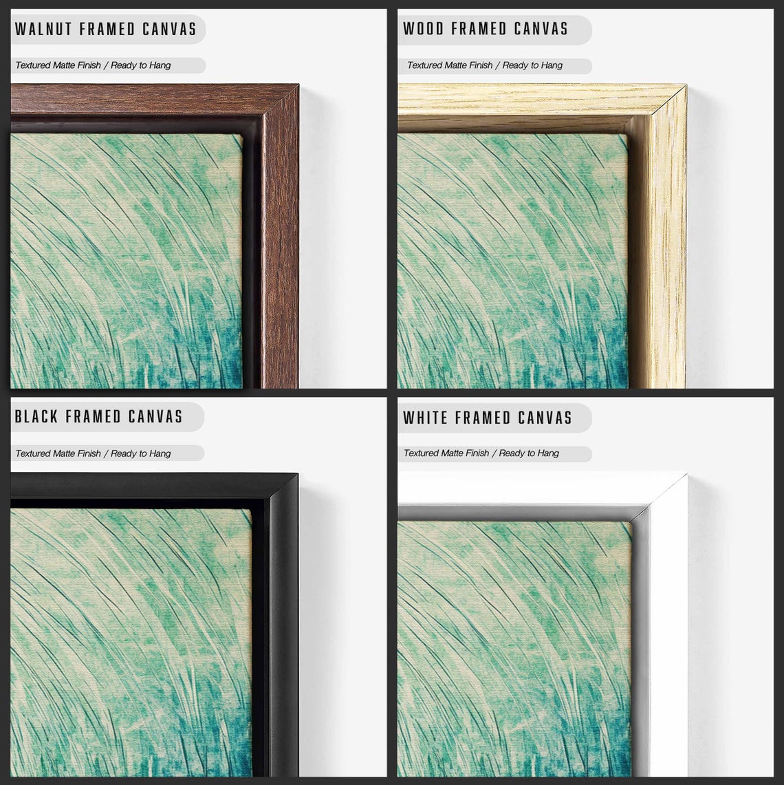 Ocean Wave Swirl Teal Green Abstract Vortex Circle Art Wall Poster - Image 2