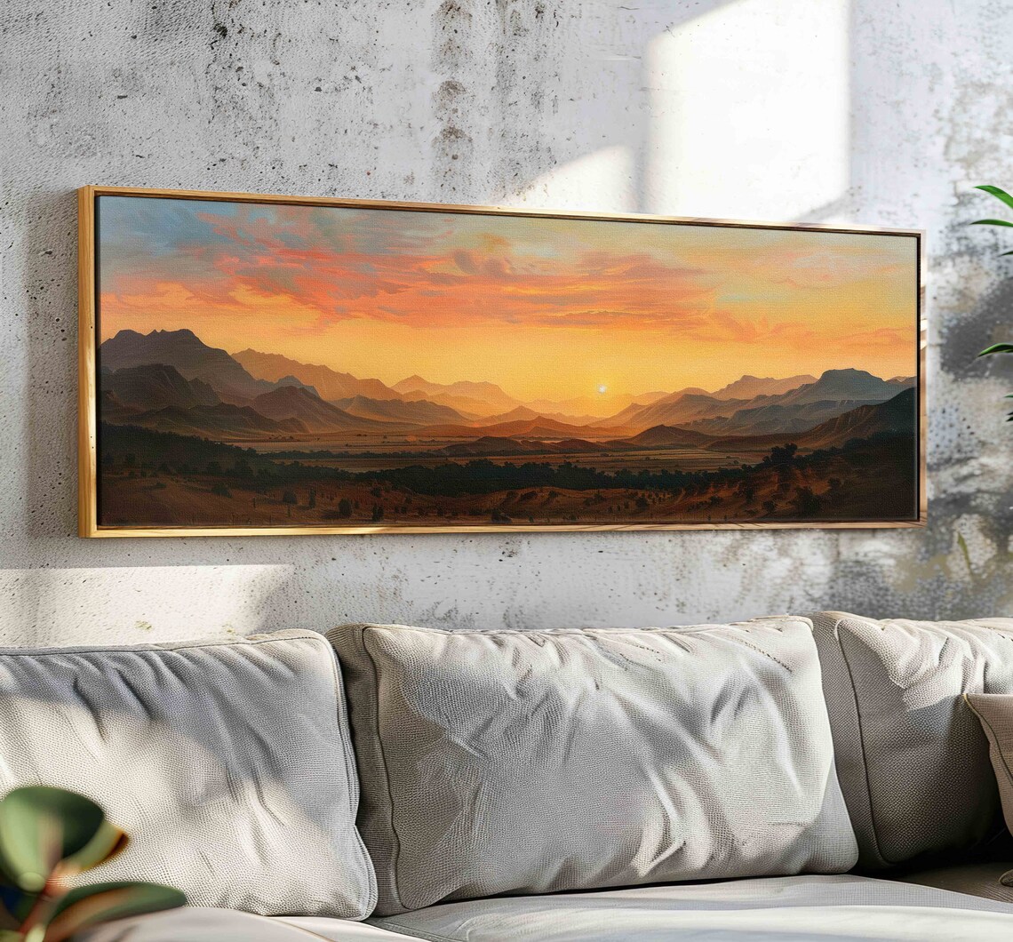Wide Landscape Painting, Panoramic Wilderness Art Print