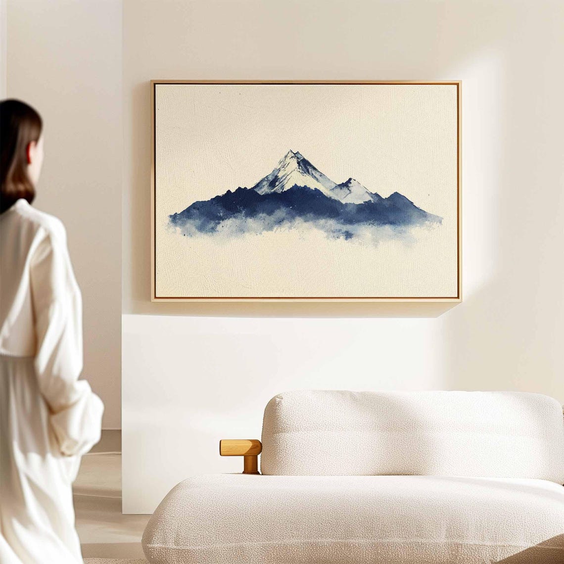 Minimalist Japanese Wall Art Framed Print Japanese Mountain Wall Art Print Above Bedcouch Decor Horizontal Large Wall Art - Image 2