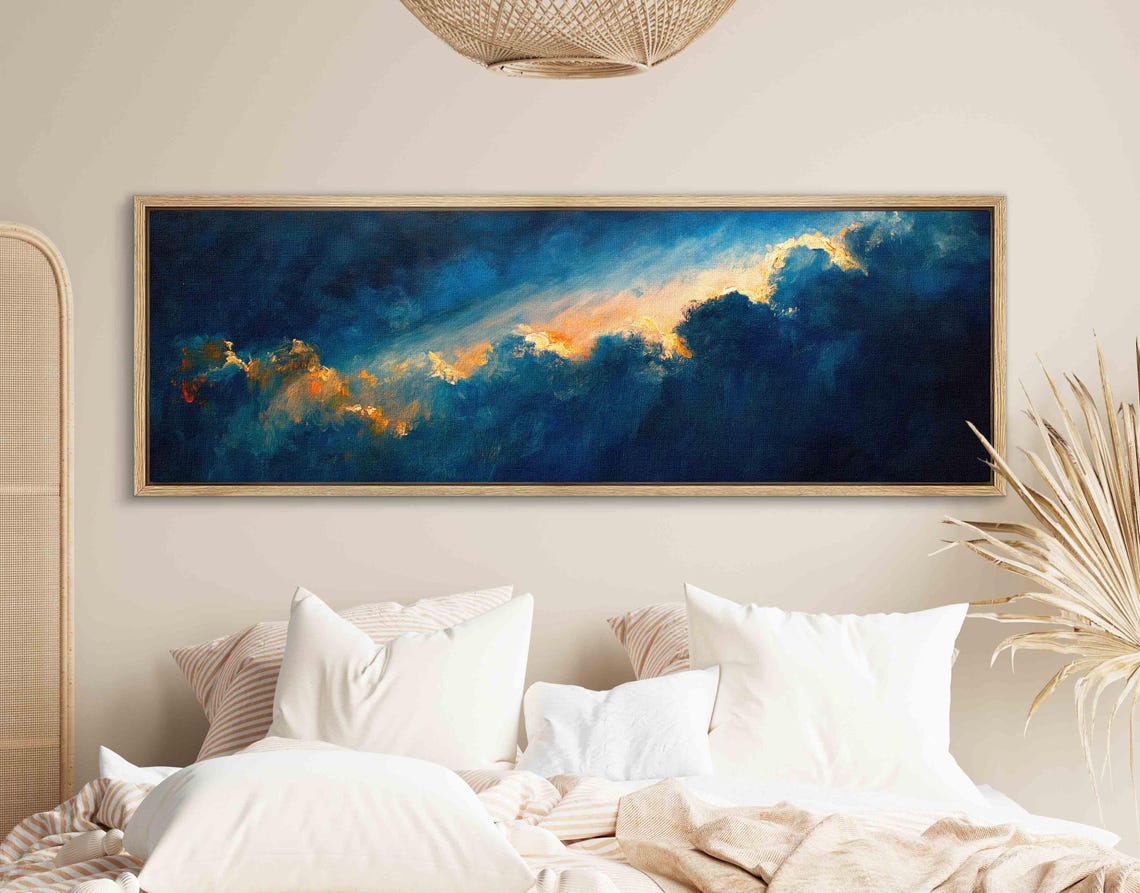 Golden Light Breaking Through Dark Storm Clouds Panoramic Art Print - Image 2