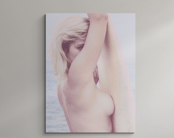 Fine Art Pastel Portrait Of Surfer Woman Soft Beach Tones Poster