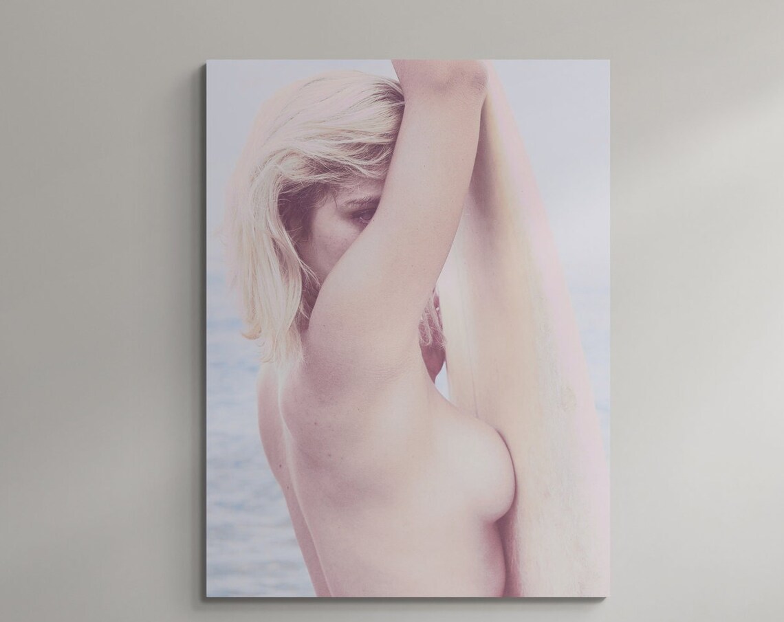 Fine Art Pastel Portrait Of Surfer Woman Soft Beach Tones Poster