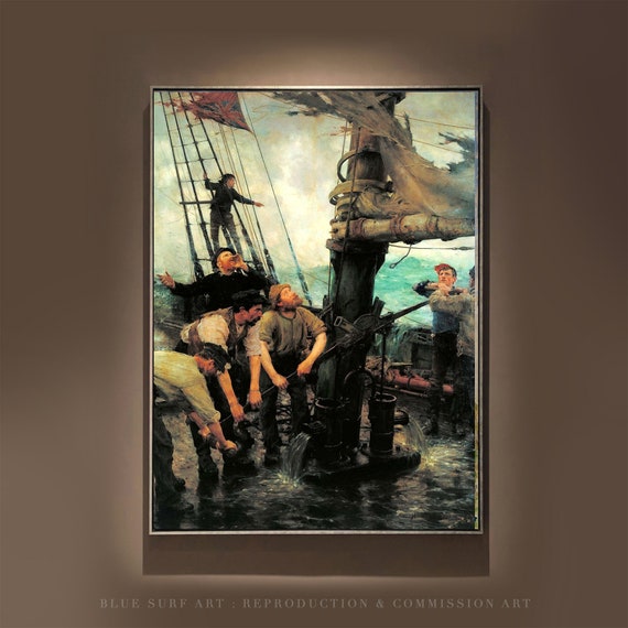 All Hands To The Pumps Painting Henry Scott Tuke 100 Hand Painted Reproduction Museum Quality Masterpiece Housewarming Gift Wall Art