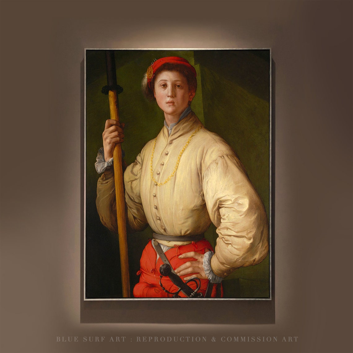 Portrait Of A Halberdier By Pontormo Reproduction Art Pontormo Living Room Wall Art Hand Painted Oil Man Portrait Gift Art