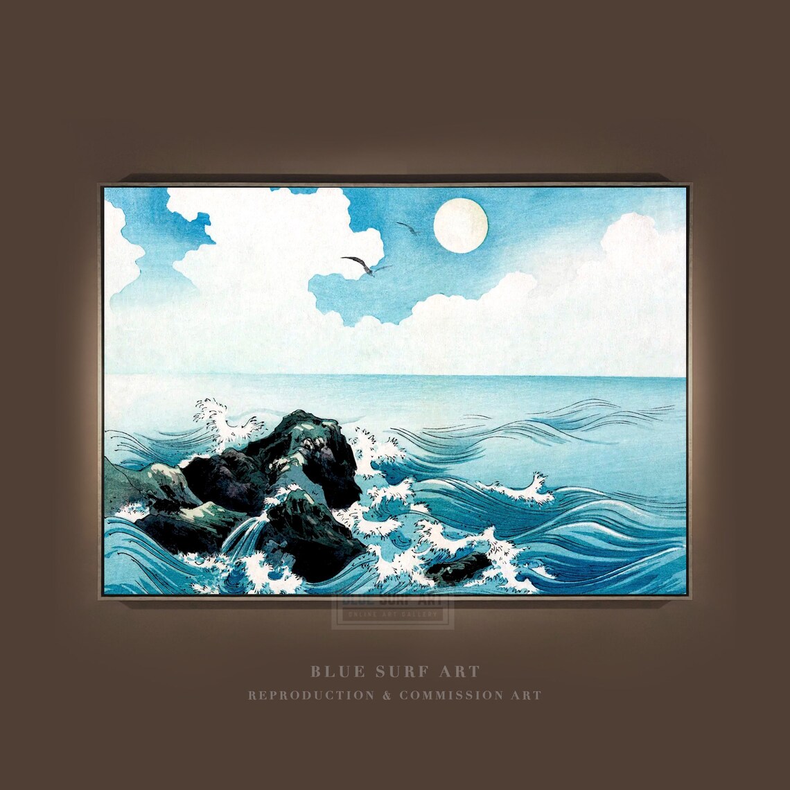 Vintage Japanese Ocean Wave at Kojima Island Blue Seascape Poster