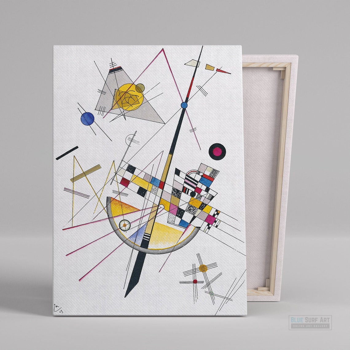 Wassily Kandinsky Geometric Grid Yellow Circle Abstract Art Poster
