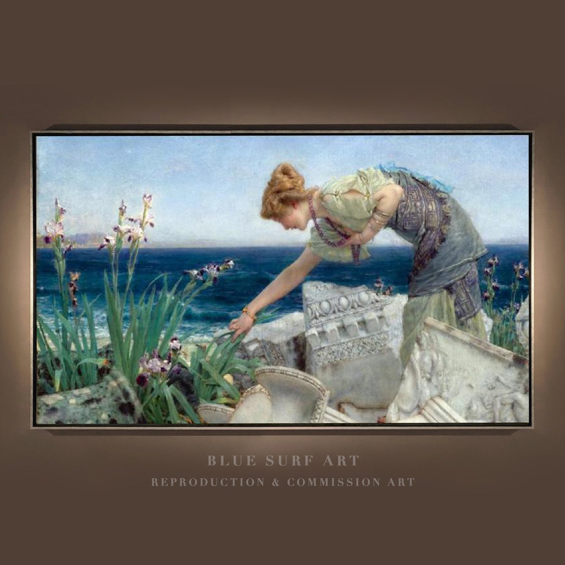 Lawrence Alma Tadema Among the Ruins Seaside Irises Classical Poster