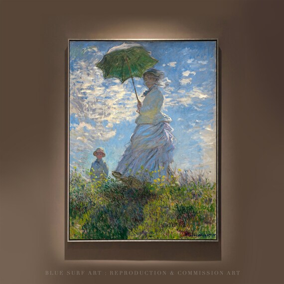 Hand Painted The Woman With A Parasol By Claude Oscar Monet Reproduction Art Monet Wall Art Housewarming Gift Painting