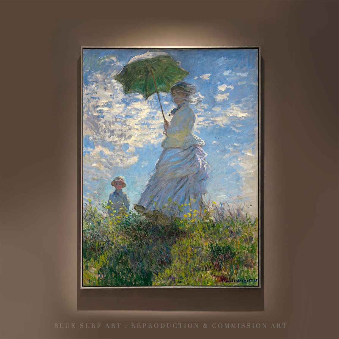 Claude Monet Woman with a Parasol Green Umbrella 1875 Poster