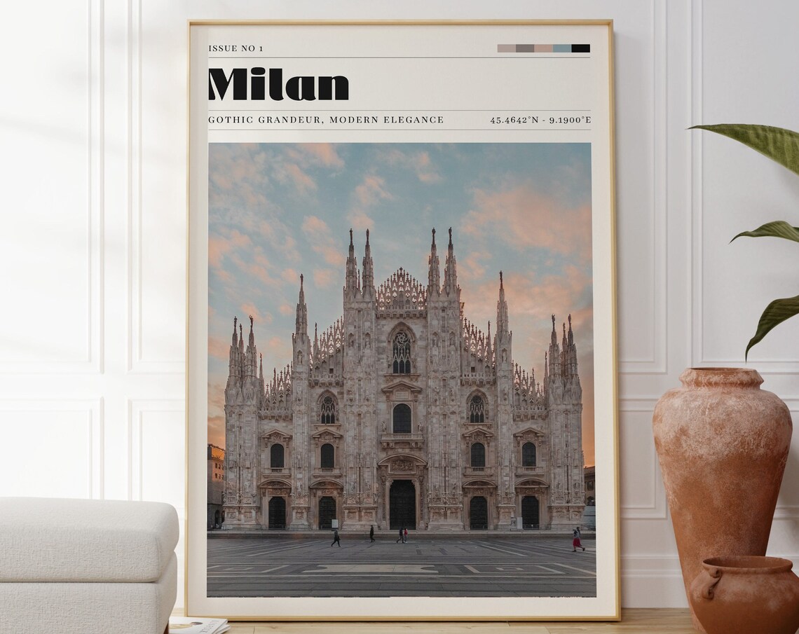 Milan Duomo Retro Travel Poster Magazine Style Gothic Italy Photo