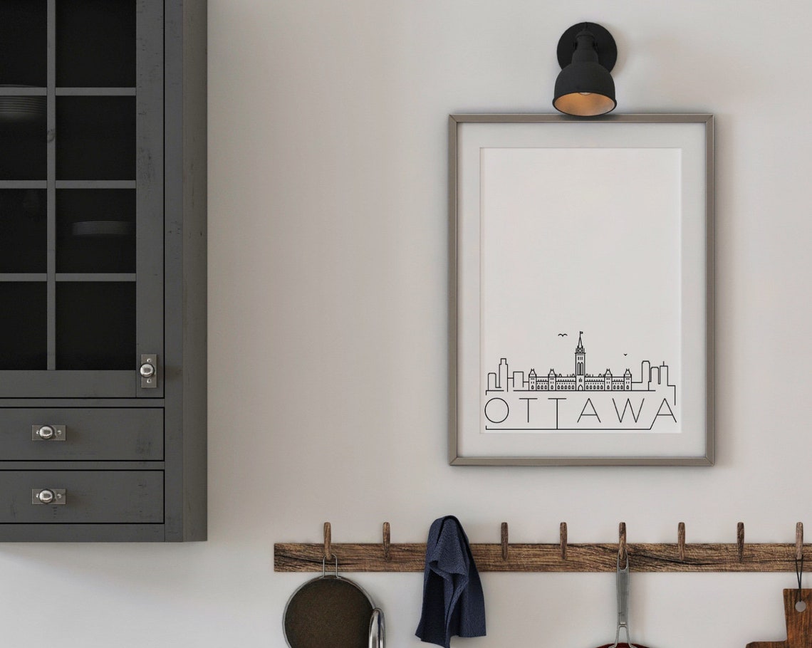 Ottawa Canada Parliament Hill Minimalist Skyline Line Art Poster