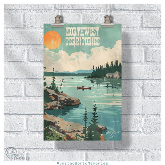 Northwest Territories Great Bear Lake Poster Nt Canada Vintage Retro Print Nature Lovers Gift