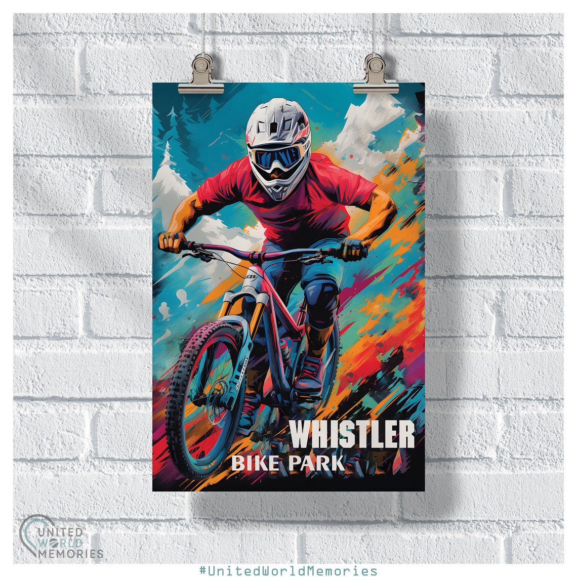 Whistler Bike Park Downhill Mountain Biker Extreme Sports Poster