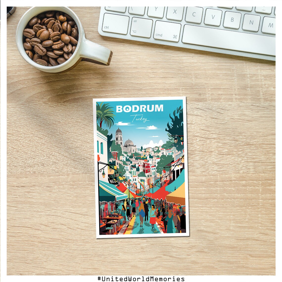Bodrum Turkey Bazaar Street Bustling Market Old Town Colorful Poster - Image 4