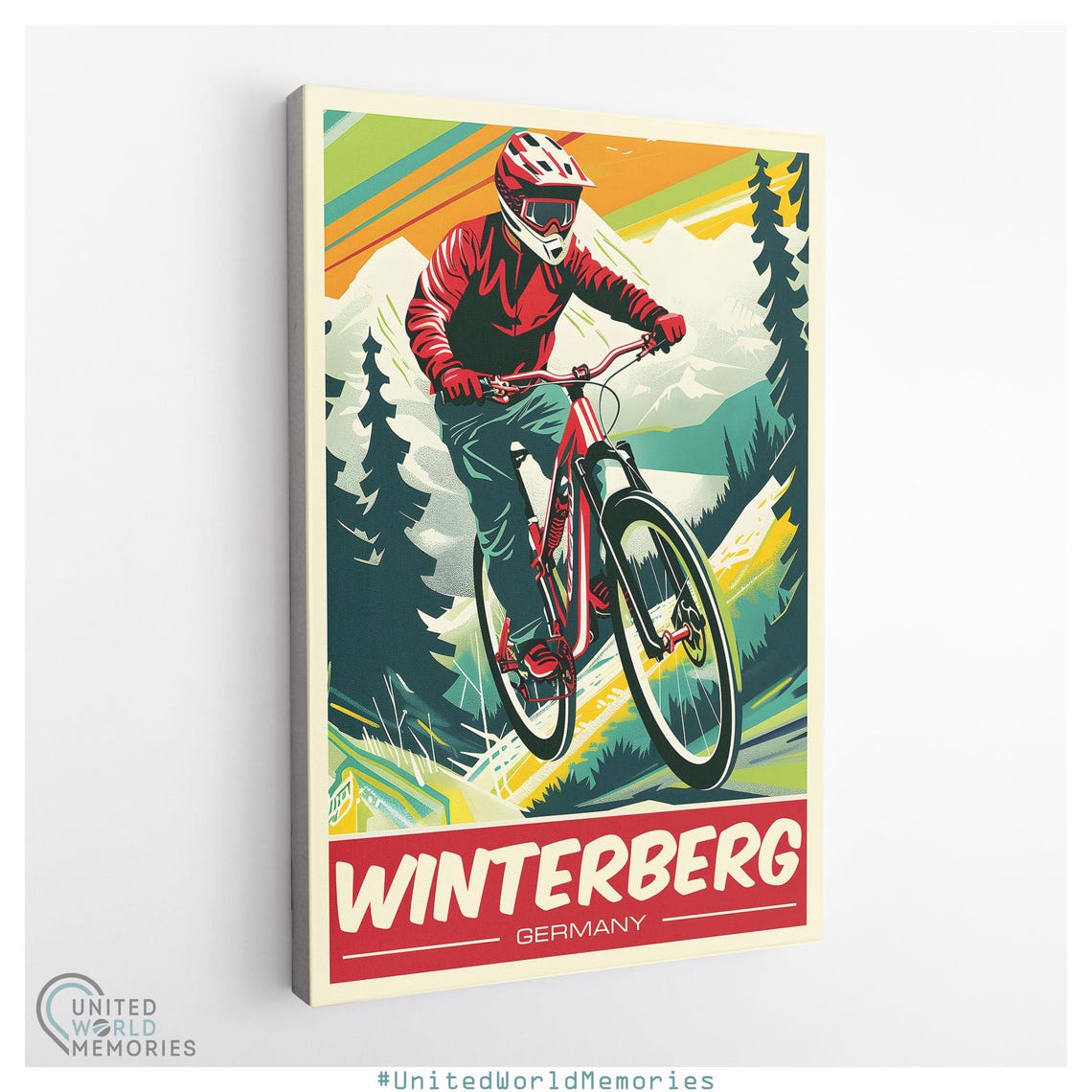 Winterberg Germany Retro Downhill Mountain Biker Sunset Sports Poster - Image 3