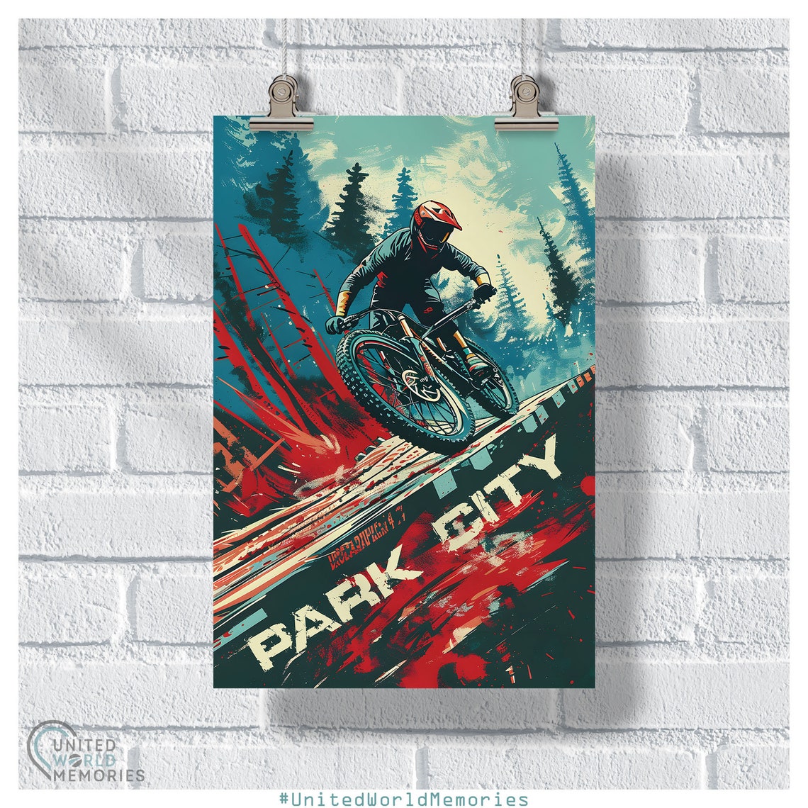 Park City Utah Extreme Downhill Mountain Biking Action Poster