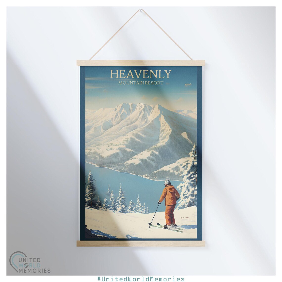 Heavenly Mountain Resort Skier Powder Slope Winter Vista Poster - Image 5