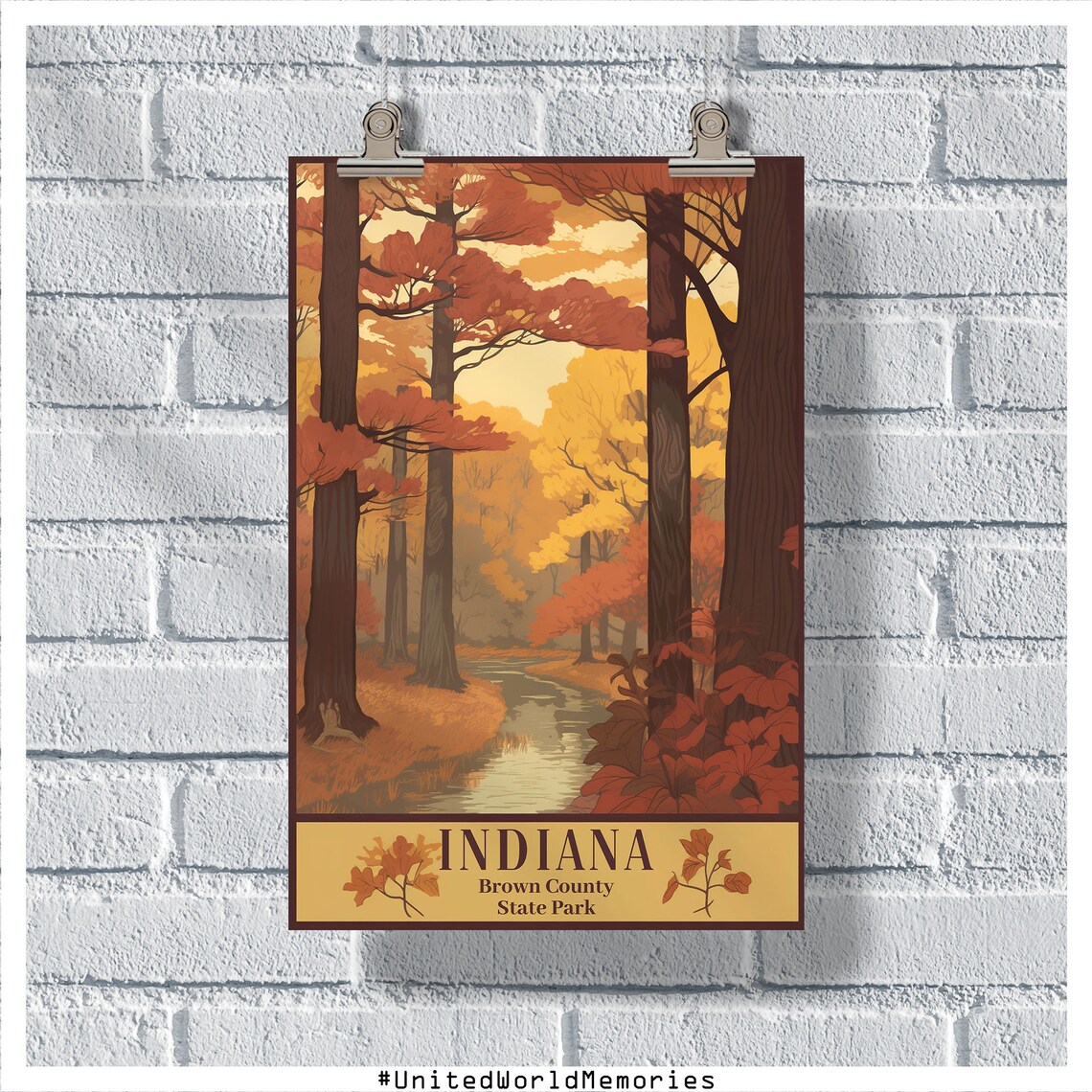 Indiana Travel Poster, Vintage Brown County State Park