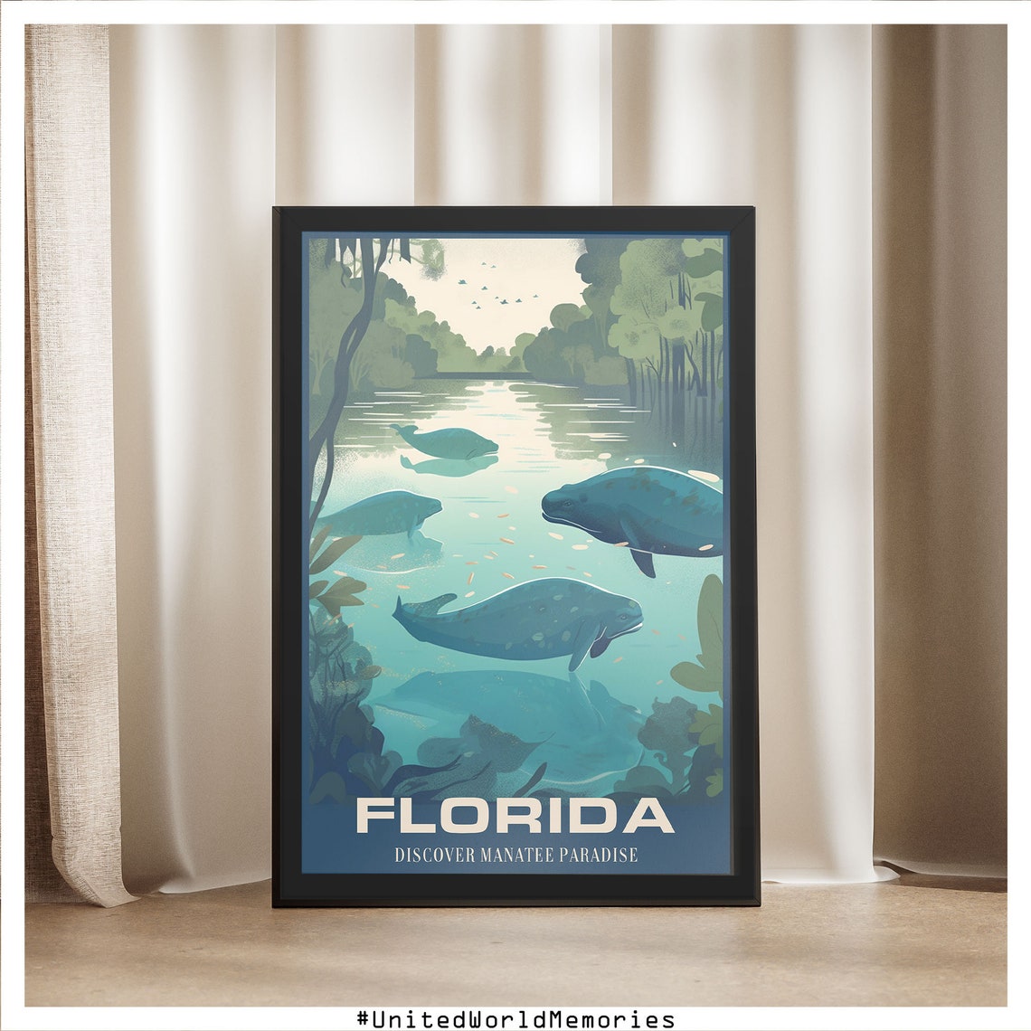 Florida Manatee Paradise Gentle Giants Crystal Springs Wildlife Poster - Image 5