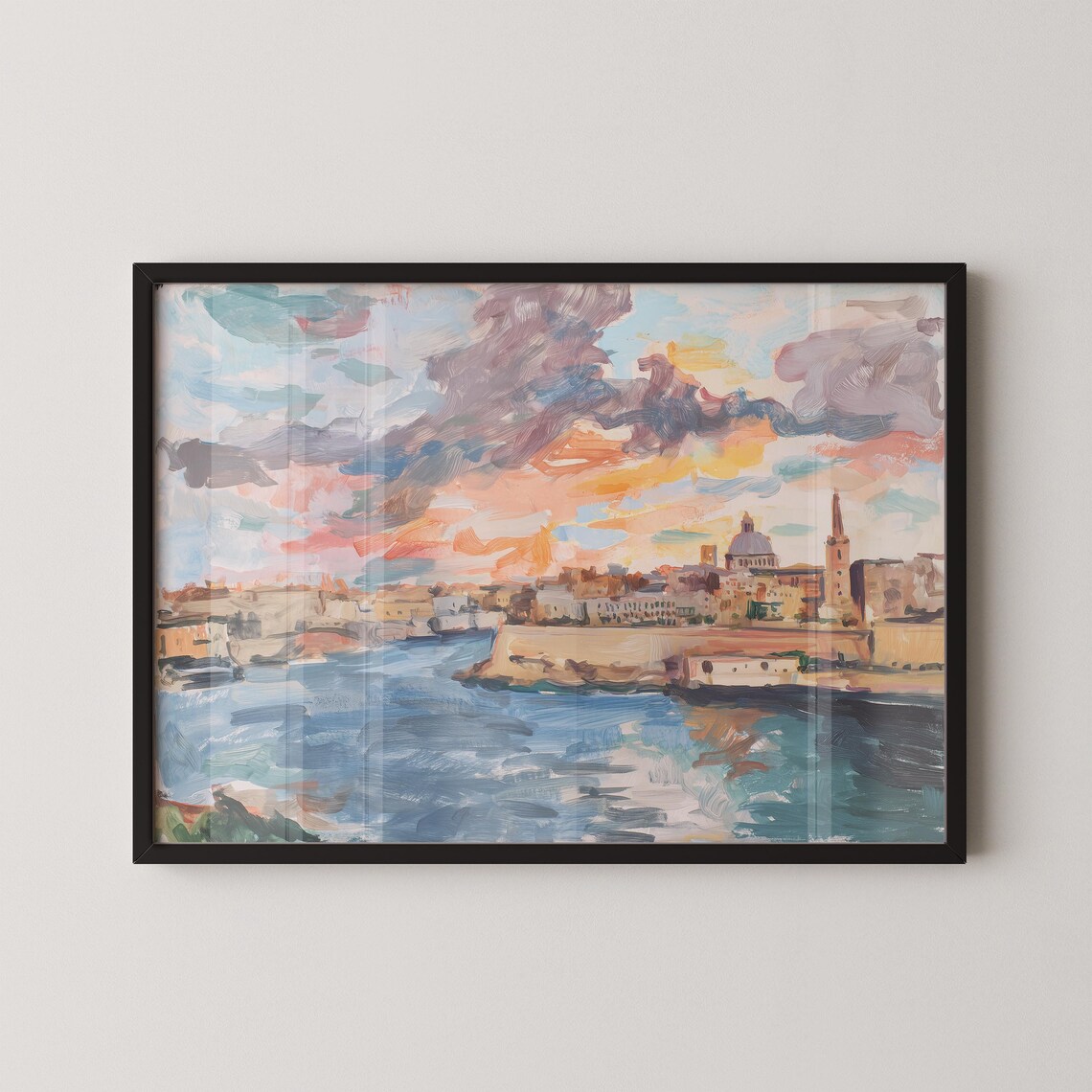 Valletta Malta Grand Habour Art Print, Impressionism