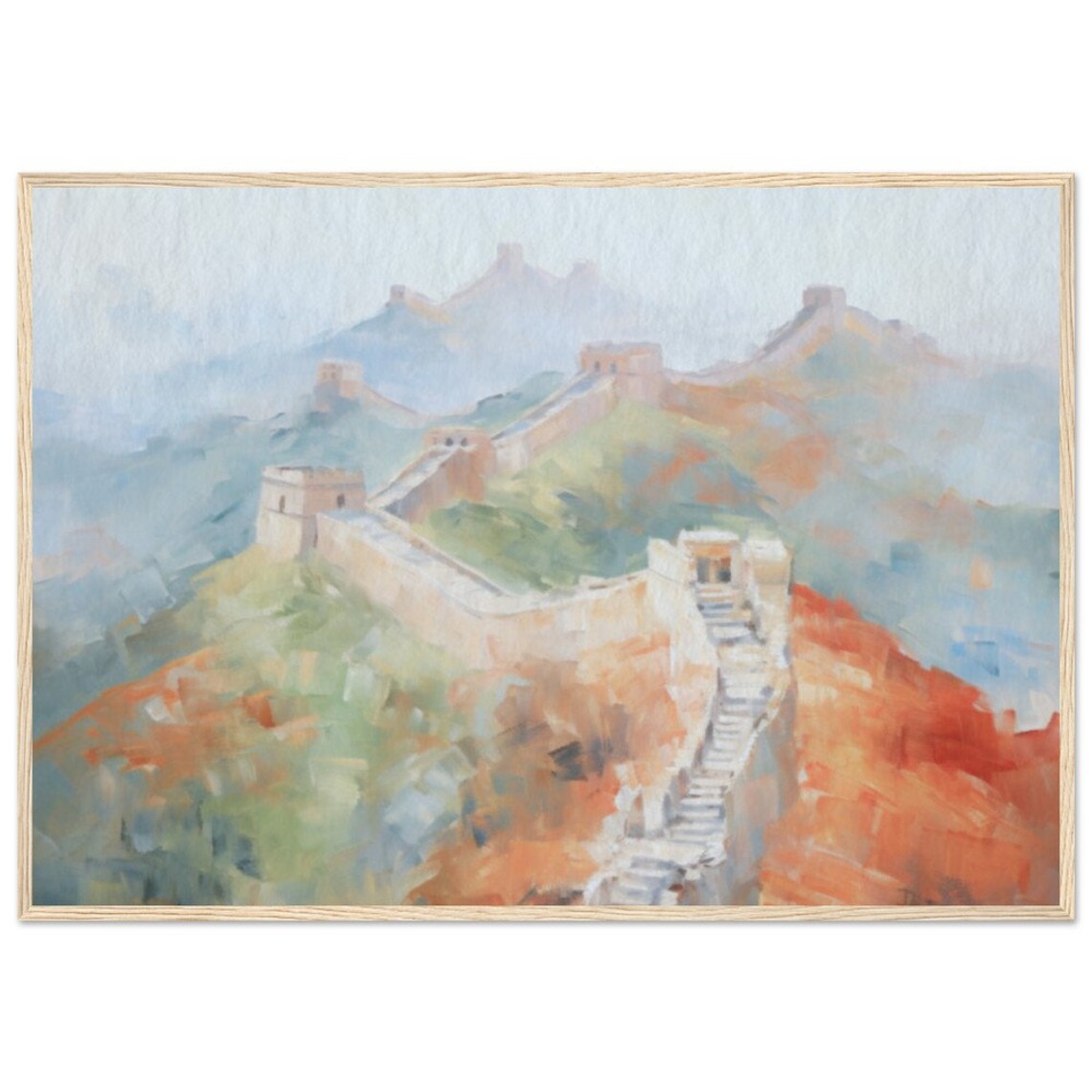 Great Wall China Abstract Oil Painting Travel Poster