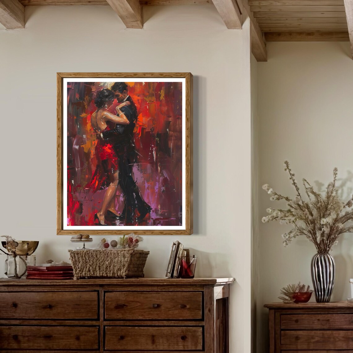 Tango Dancers Oil Painting Red Dress Passion Dance Art Poster - Image 3