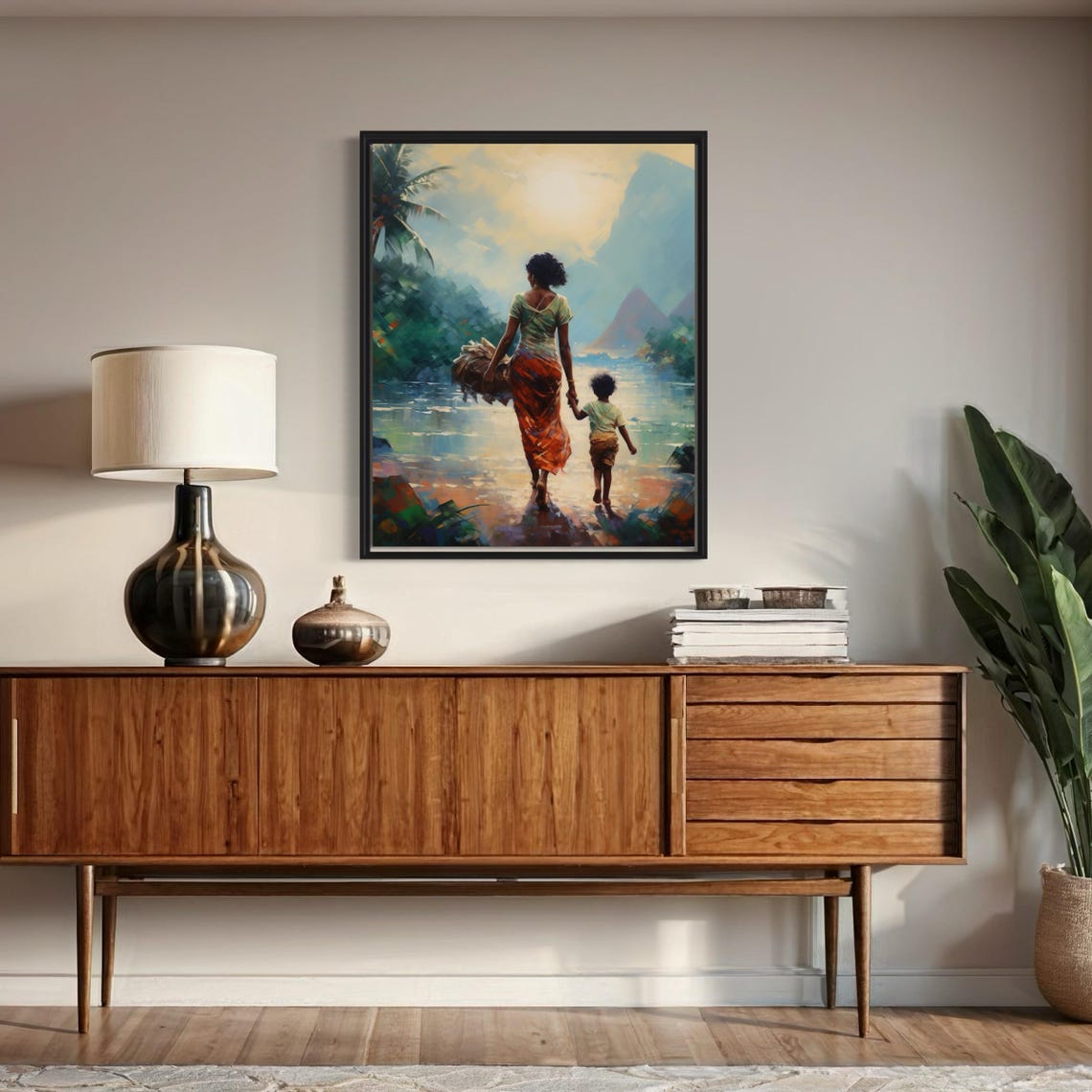 African Mother Child Wall Art Sweet Mother Print Abstract African Woman Art Black Woman Art Nursery Wall Art Mother Daughter Print - Image 7