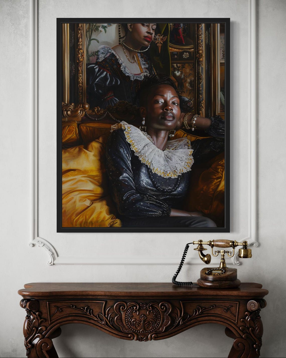Renaissance Black Woman Baroque Palace Oil Style Portrait Poster - Image 5