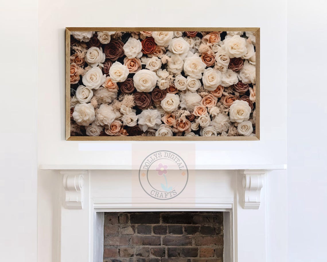 Cream Blush Rose Wall Dense Floral Garden Luxury Art Poster Home Decor - Image 7