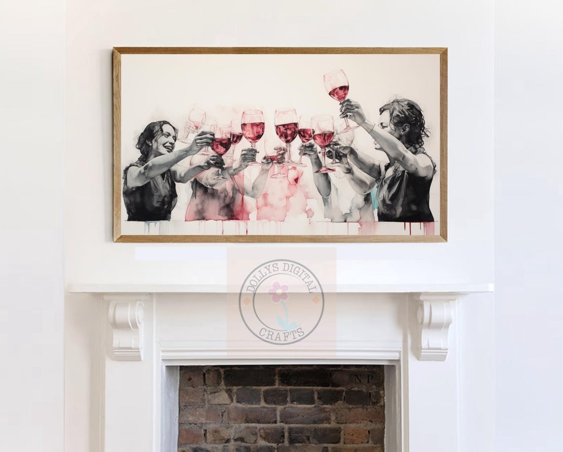 Friends Toasting Red Wine Glasses Watercolor Celebration Poster - Image 7
