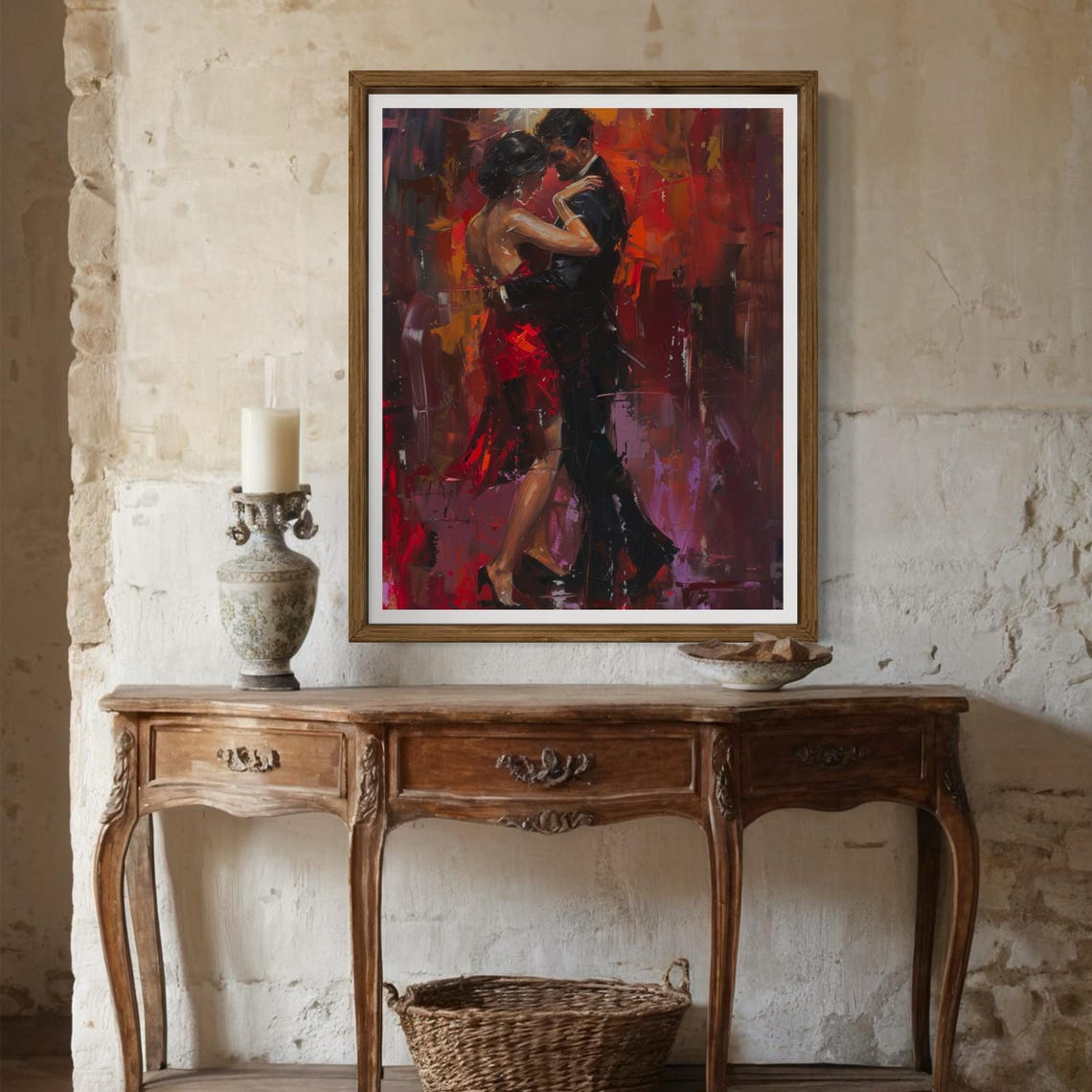 Tango Dancers Oil Painting Red Dress Passion Dance Art Poster - Image 2