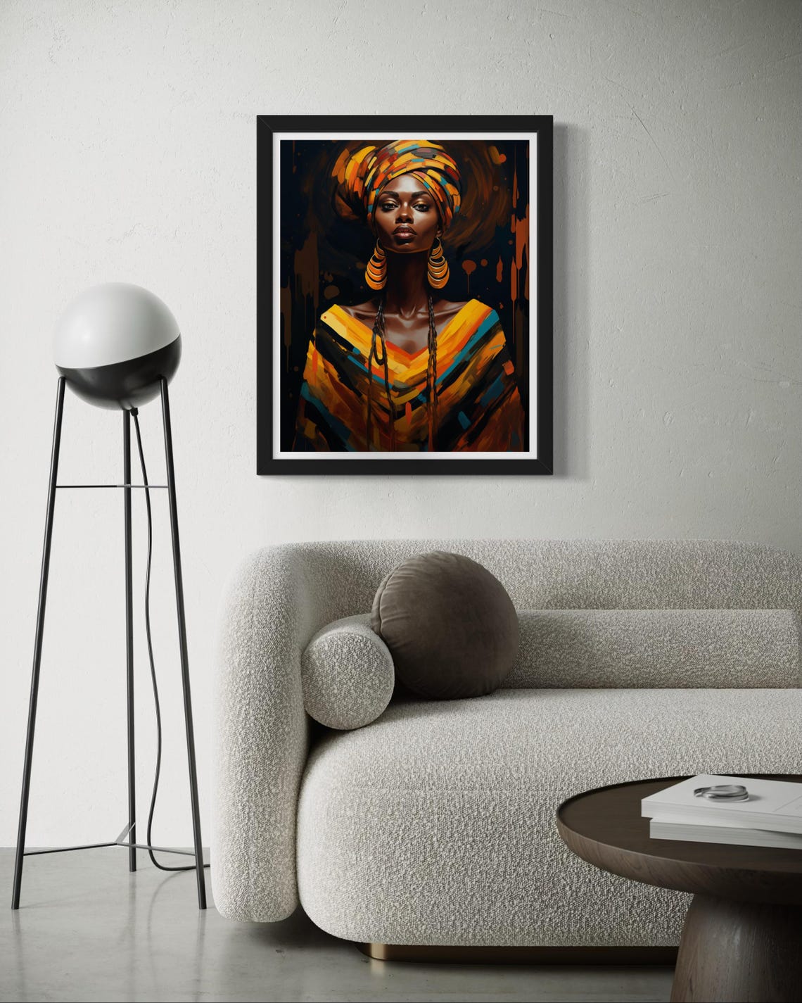 Vibrant African Woman Portrait Art Bold Headwrap And Earrings Wall Decor Afrocentric Modern Home Artwork - Image 3