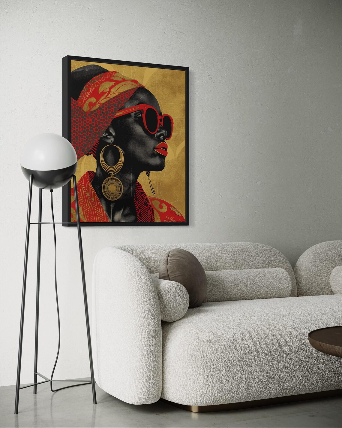 African Woman Red Sunglasses Profile Gold Jewelry Power Poster - Image 2