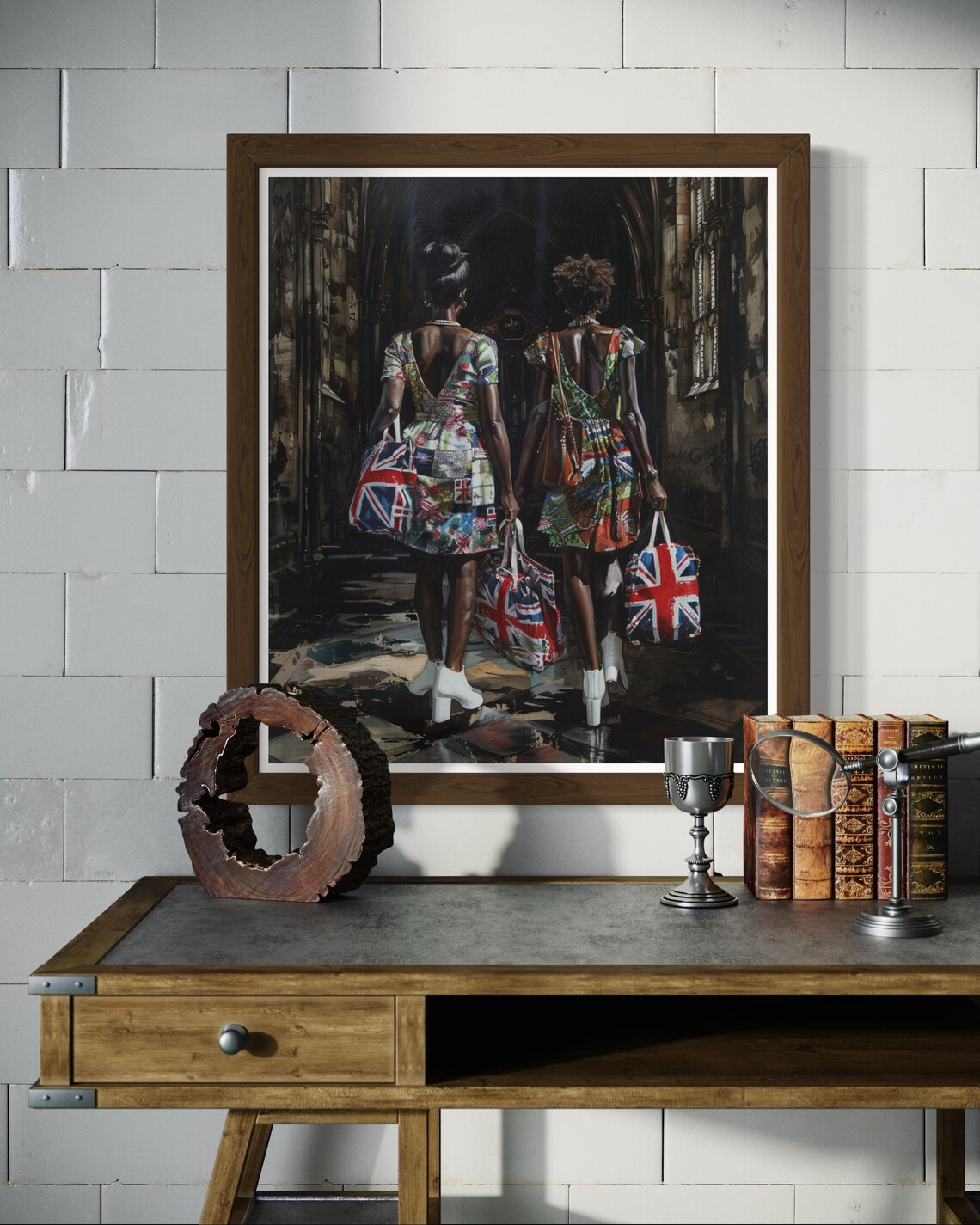 British Union Jack Fashion Painting Two Women Cathedral Poster - Image 6