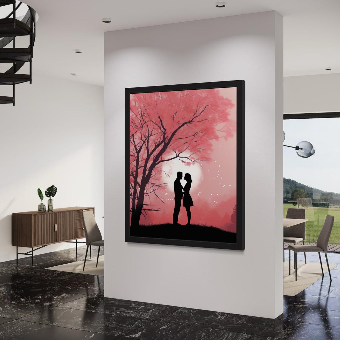 Cherry Blossom Couple Moonlight Romance Pink Dream Poster Home Decor - Image 4