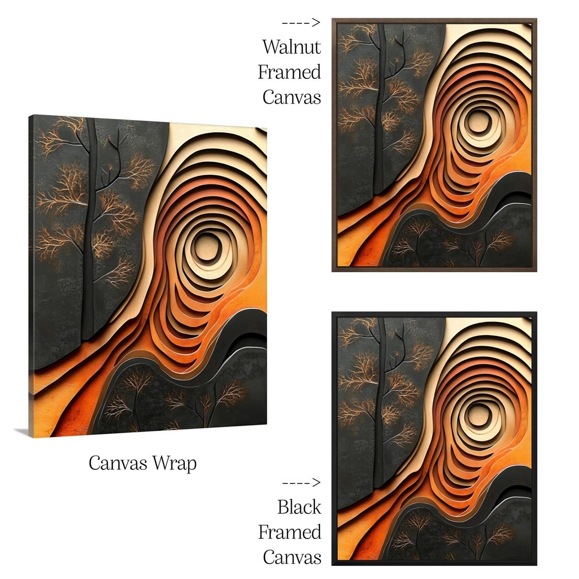 Brown Orange Black Beige Wall Art Earthy Wood Look Fine Art Print Earth Tones Neutral Color Wall Art Bold Statement Piece Home Decor - Image 3