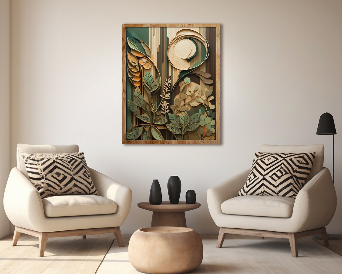 Boho Earth Tones Wood Grain Poster Print - Image 4