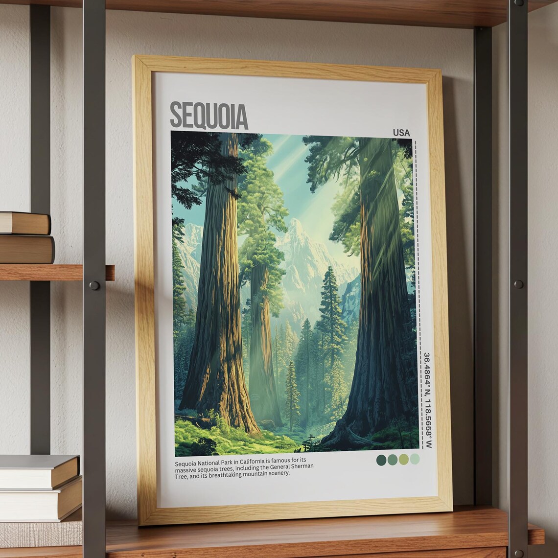 Sequoia California Giant Redwood Forest Sunbeam Travel Poster - Image 7