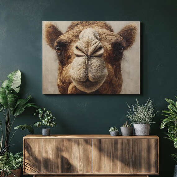 Camel Face Close Up Hyperrealistic Desert Wildlife Canvas Print
