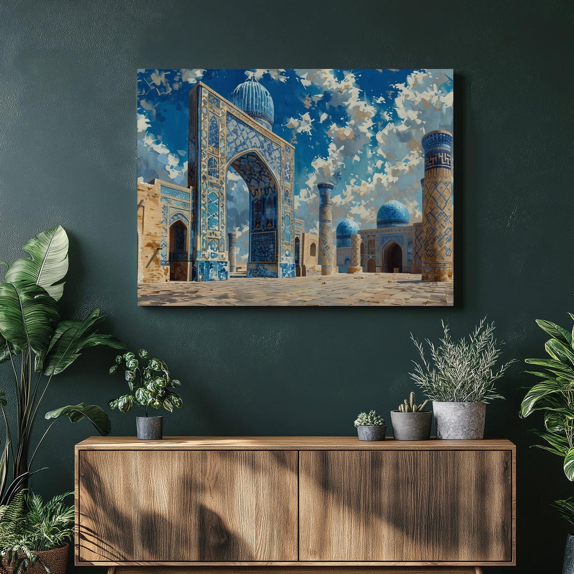 Ornate Blue Tiled Islamic Architecture Mosaic Palace Art Print
